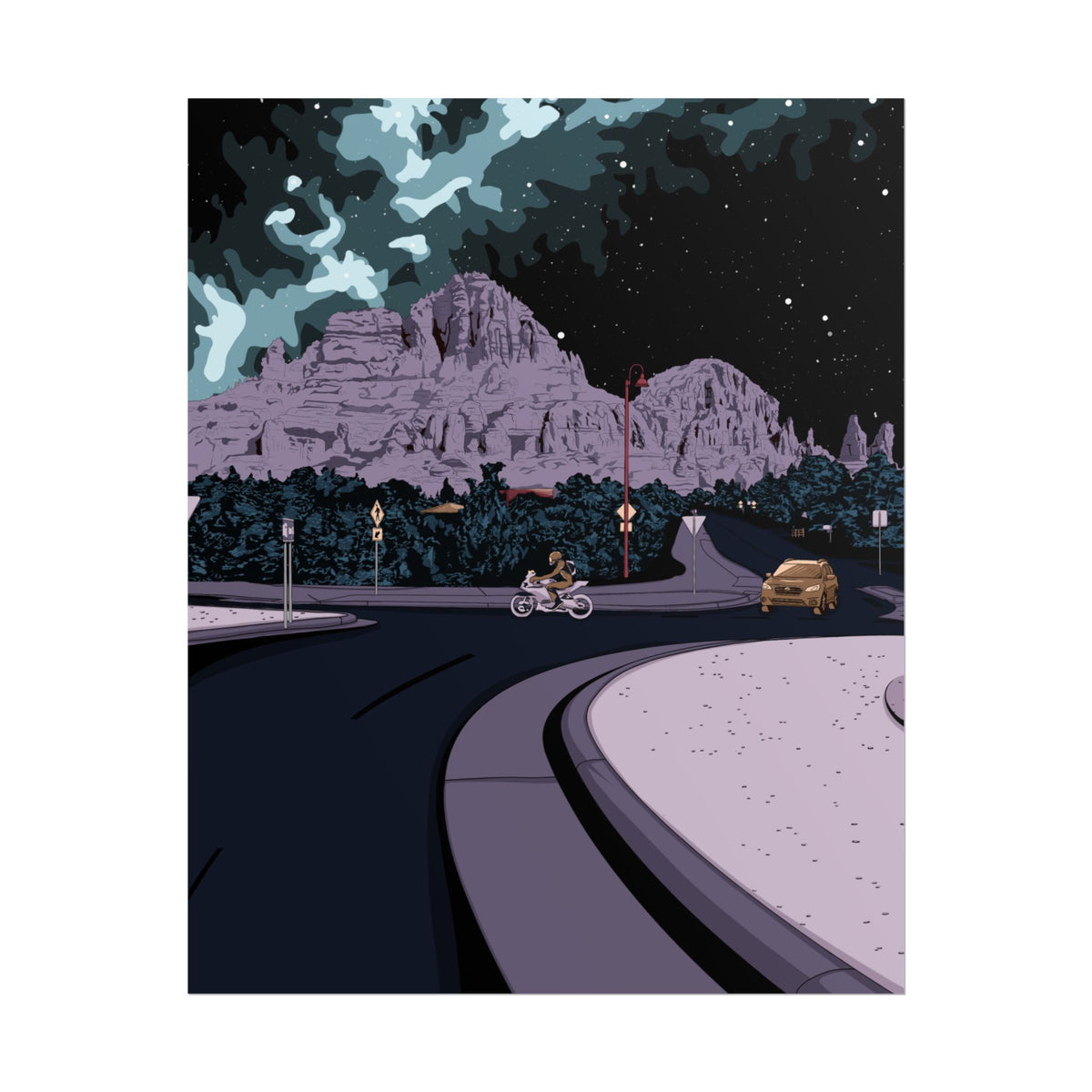 Night Ride Mountain Poster — Rolled Art Print