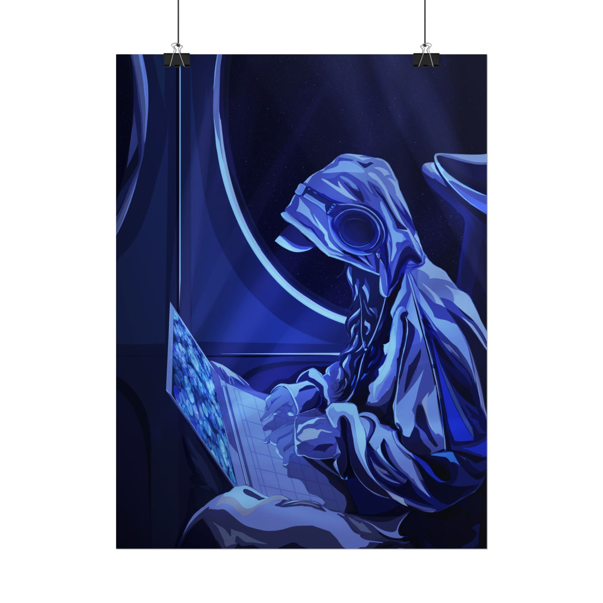 Virtual Worlds, Grace Renee - Blue Hooded Hacker Wall Art