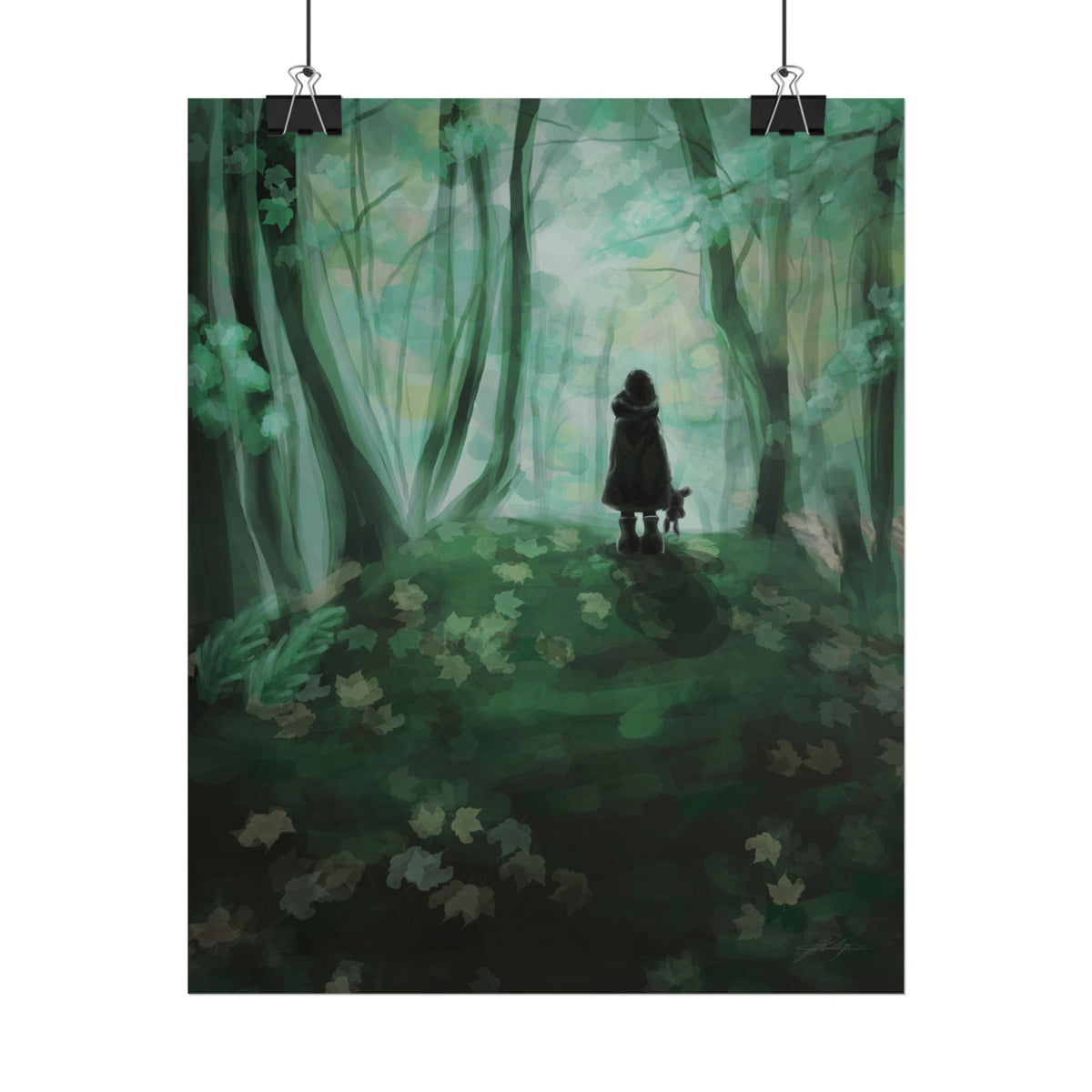 Forest Path Poster — Moody Green Woodland Art Print (Rolled Poster)
