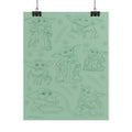 Grogu, Baby Yoda, Rolled Poster — Cute Desert Creature Sketch Pattern on Sage Green
