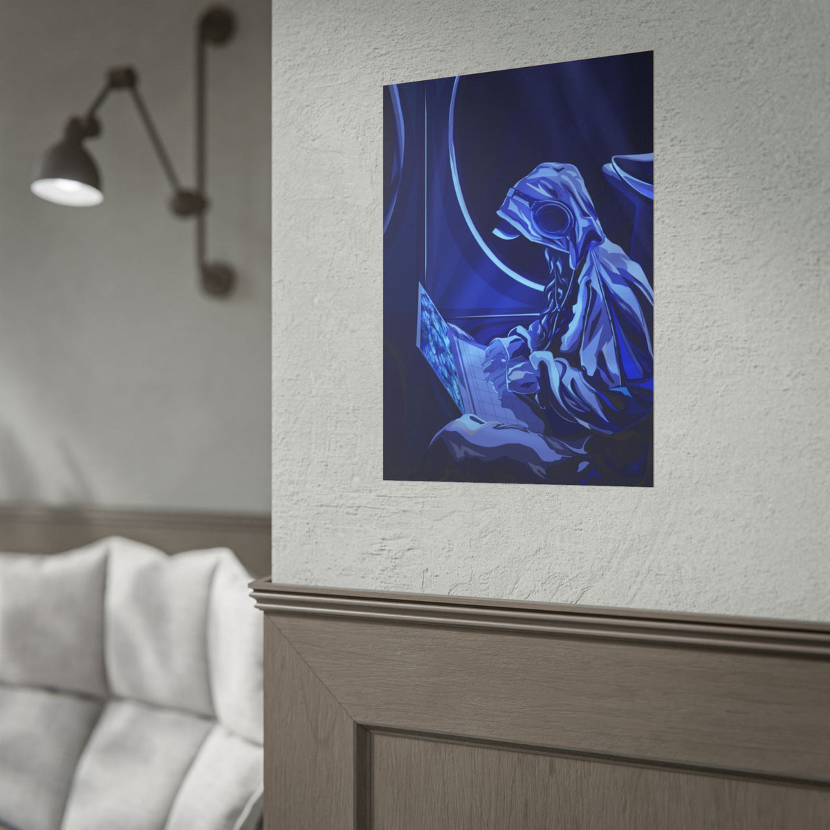 Virtual Worlds, Grace Renee - Blue Hooded Hacker Wall Art
