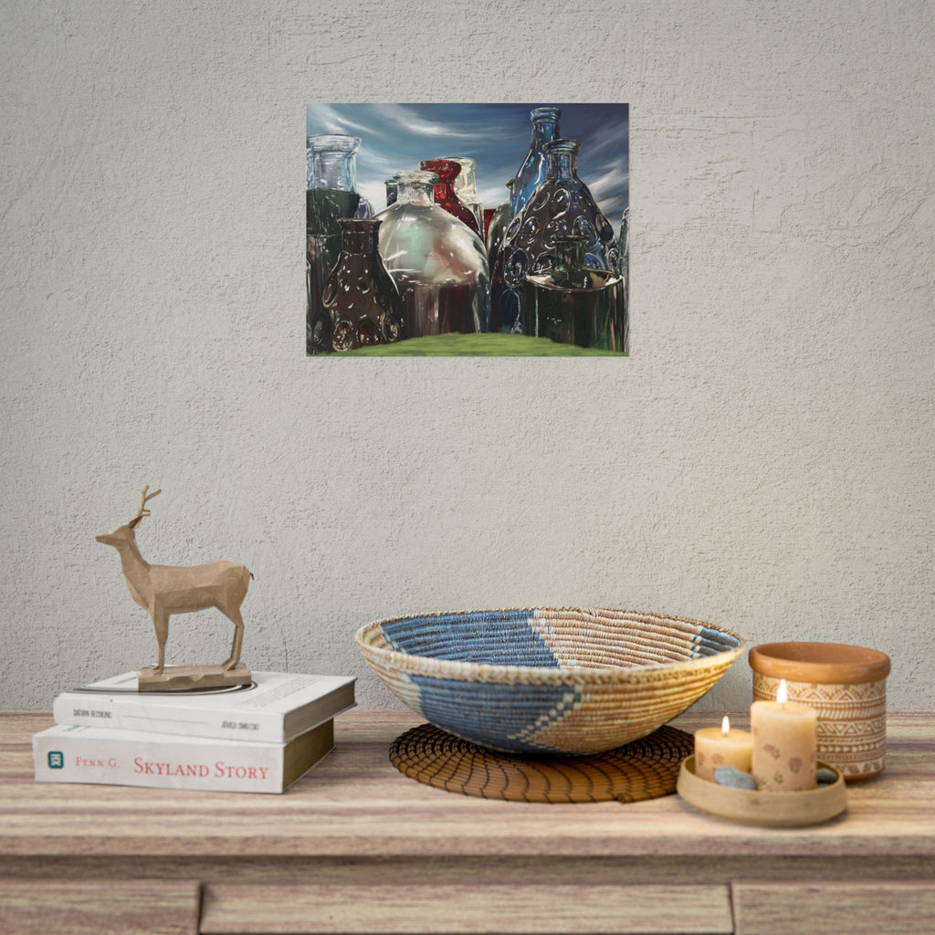 The Glass Grove, Grace Renee. Glass Bottle Still Life Poster — Rolled Art Print