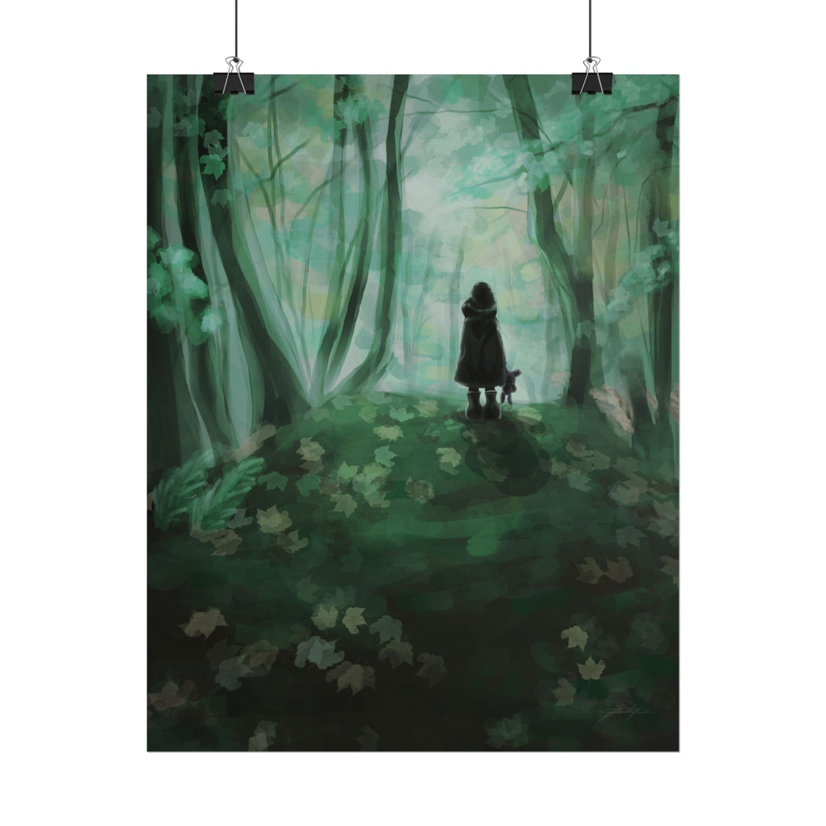 Forest Path Poster — Moody Green Woodland Art Print (Rolled Poster)