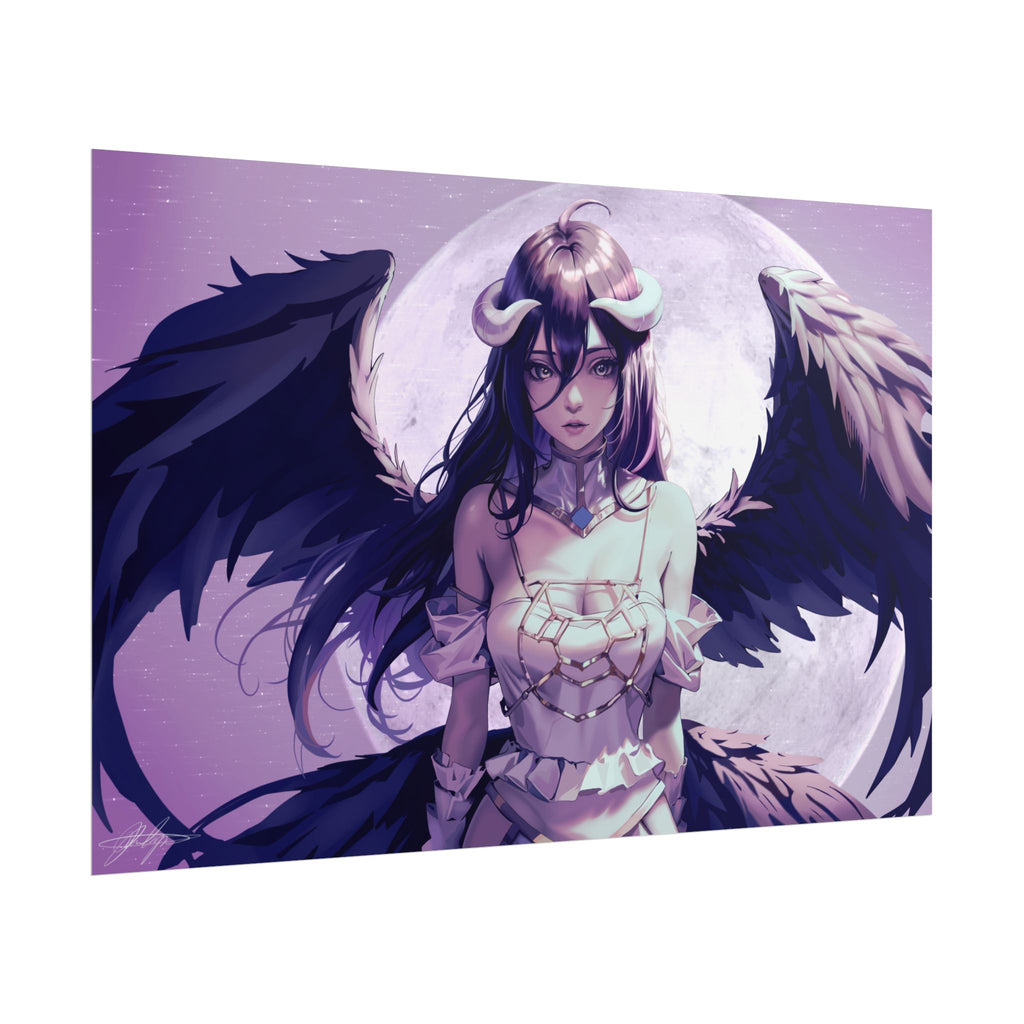 Albedo, Overlord, Rolled Poster — Dark Angel Anime Art Print (Moonlit Fallen Valkyrie)