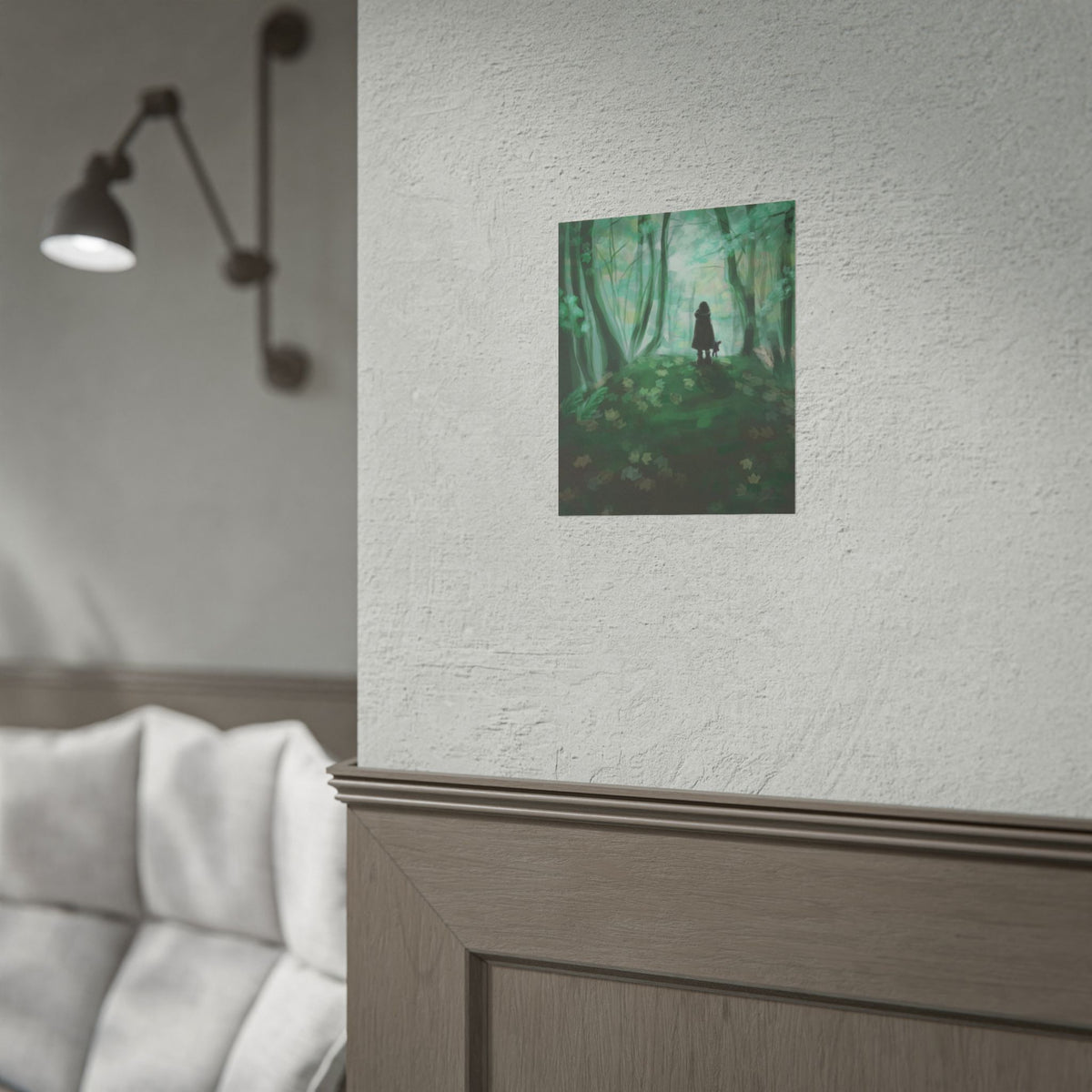 Forest Path Poster — Moody Green Woodland Art Print (Rolled Poster)