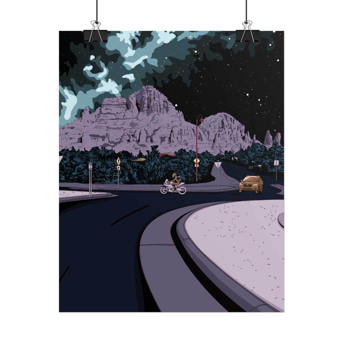 Night Ride Mountain Poster — Rolled Art Print