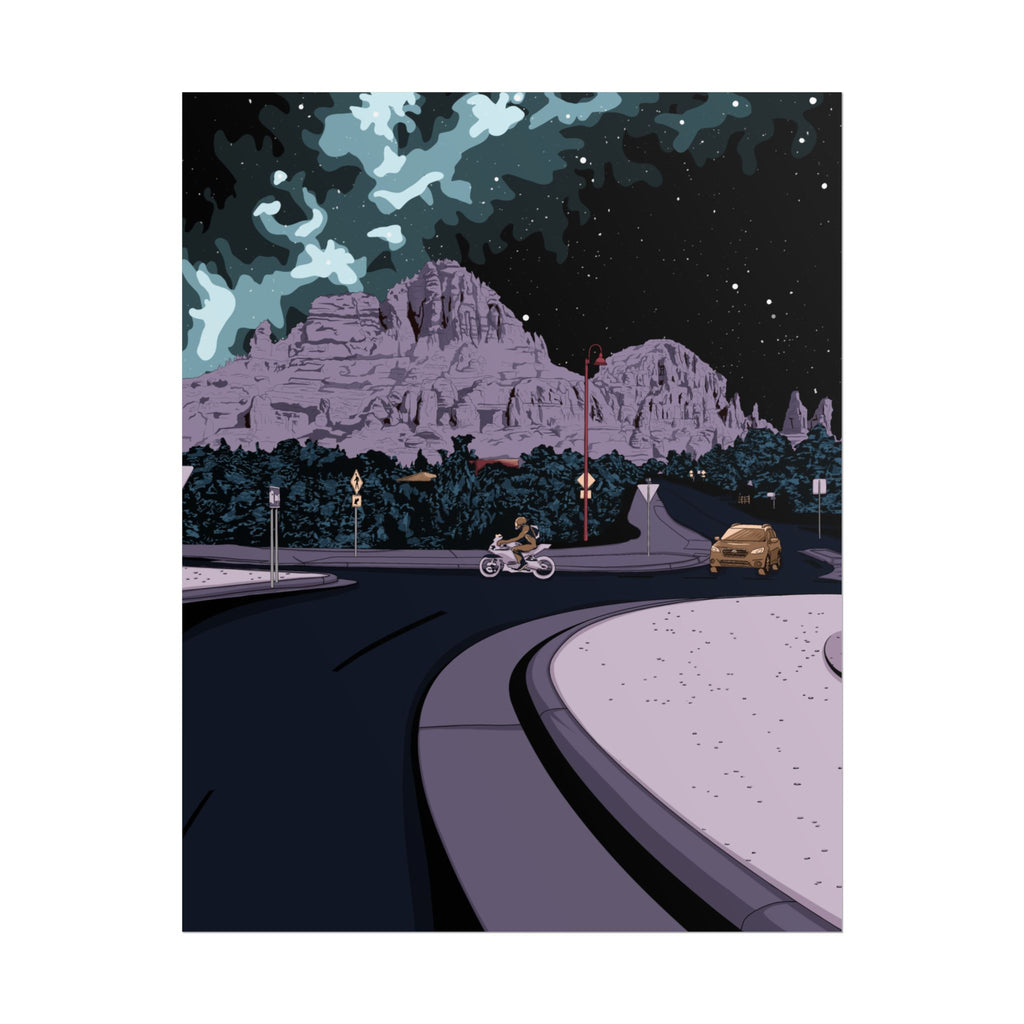 Night Ride Mountain Poster — Rolled Art Print