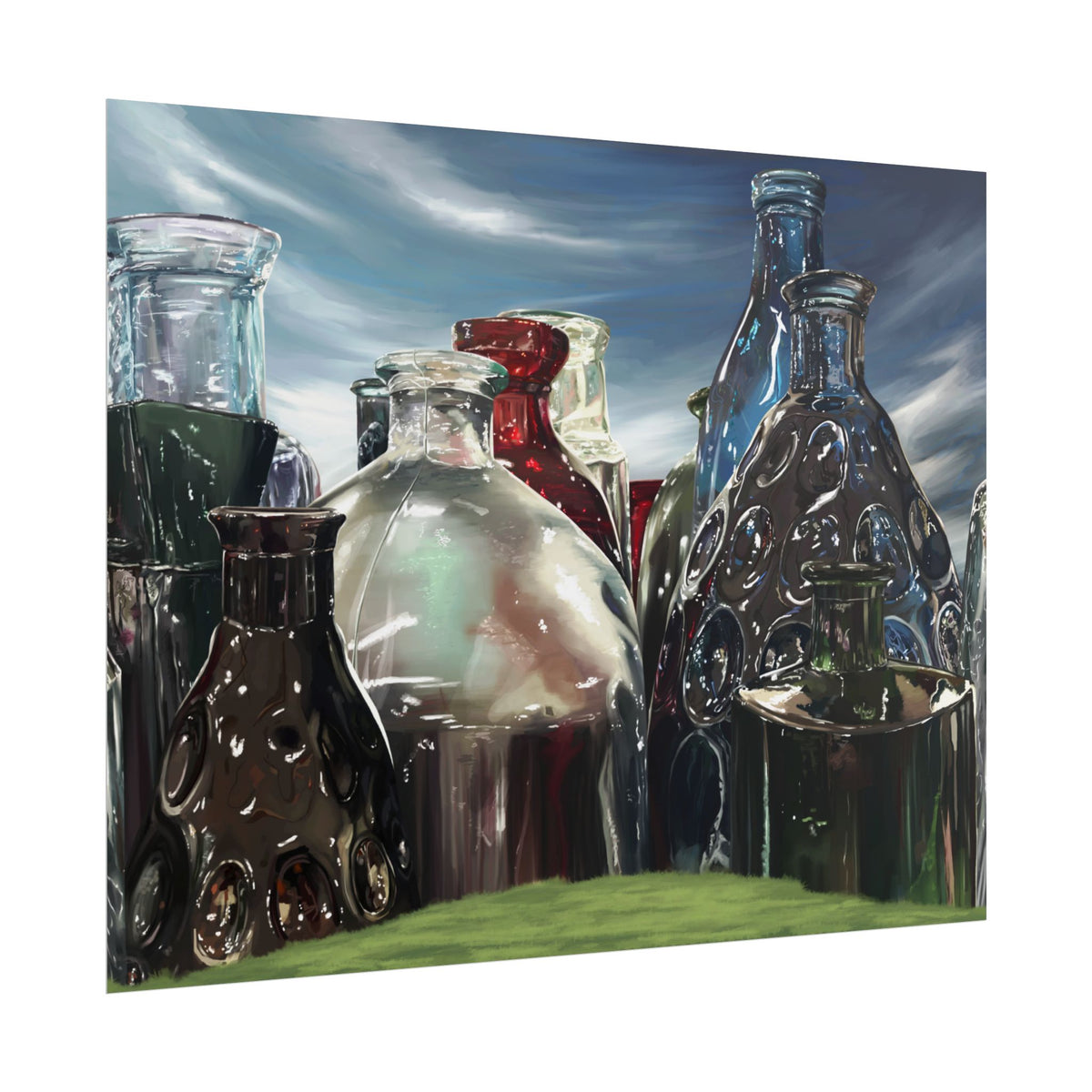 The Glass Grove, Grace Renee. Glass Bottle Still Life Poster — Rolled Art Print