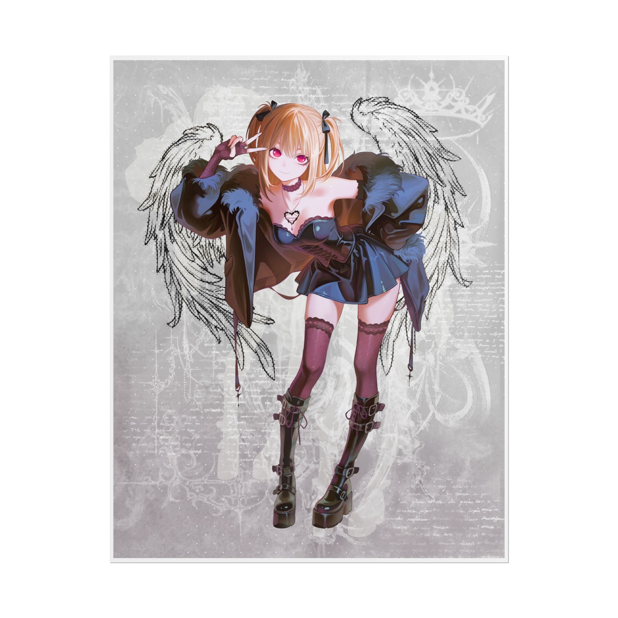 Anime Angel Girl Poster — Gothic Kawaii Wall Art