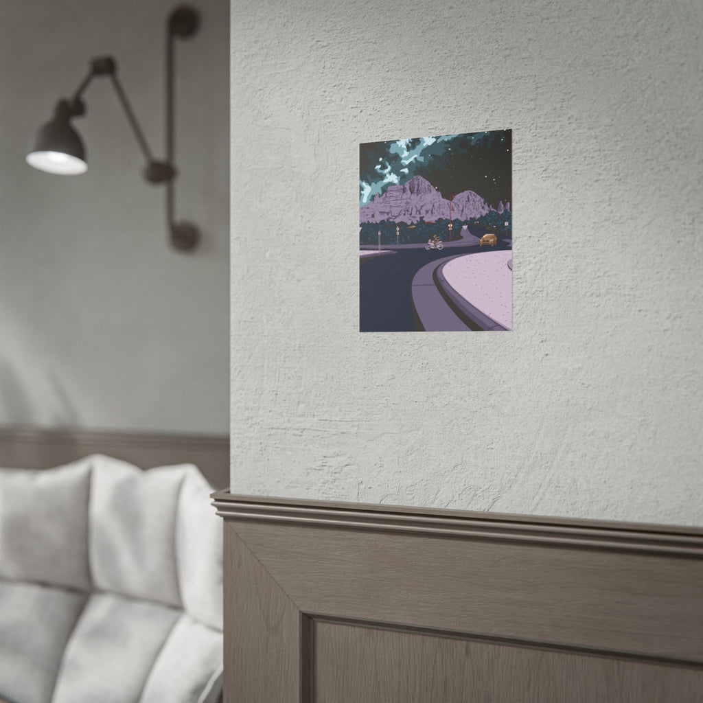 Night Ride Mountain Poster — Rolled Art Print