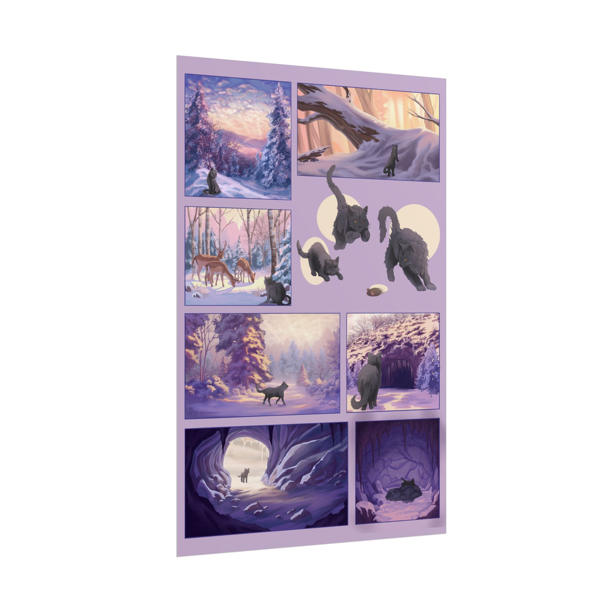 Winter Frog & Cat Comic, Page.3 — Rolled Art Print