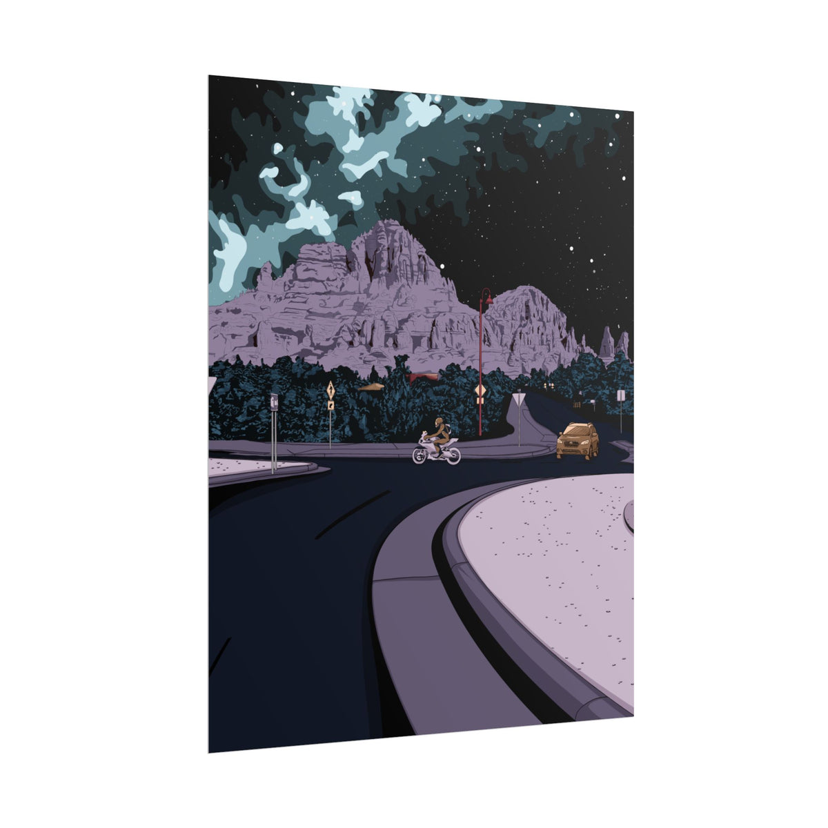 Night Ride Mountain Poster — Rolled Art Print