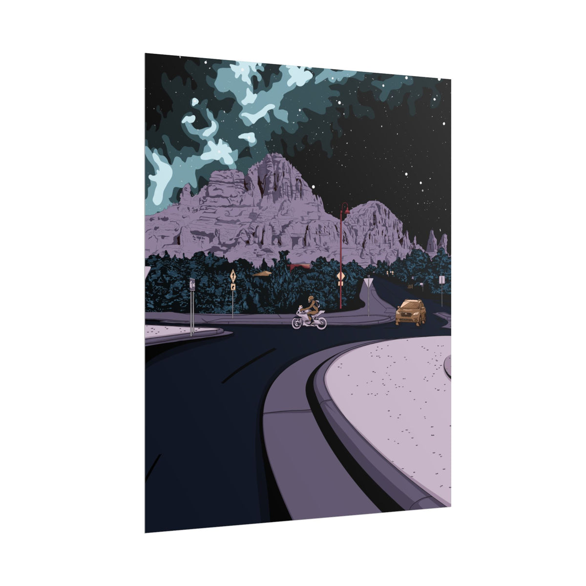 Night Ride Mountain Poster — Rolled Art Print