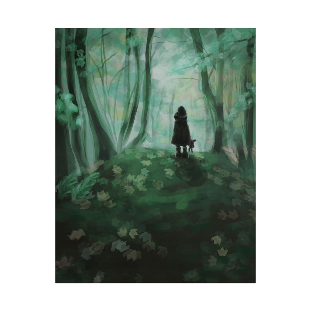 Forest Path Poster — Moody Green Woodland Art Print (Rolled Poster)