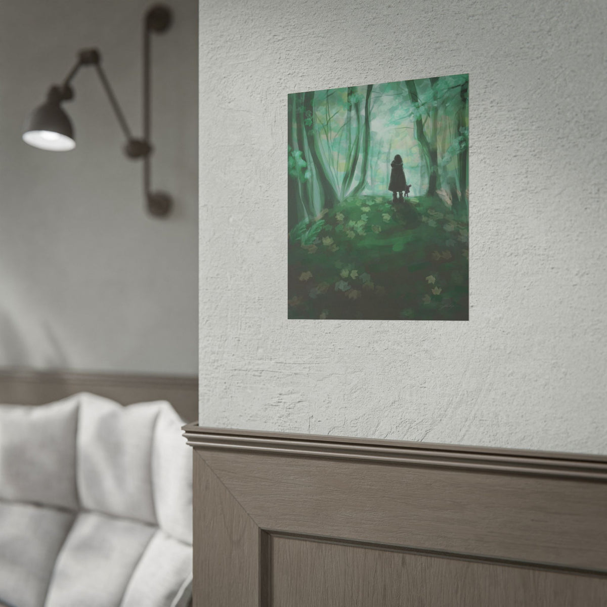 Forest Path Poster — Moody Green Woodland Art Print (Rolled Poster)
