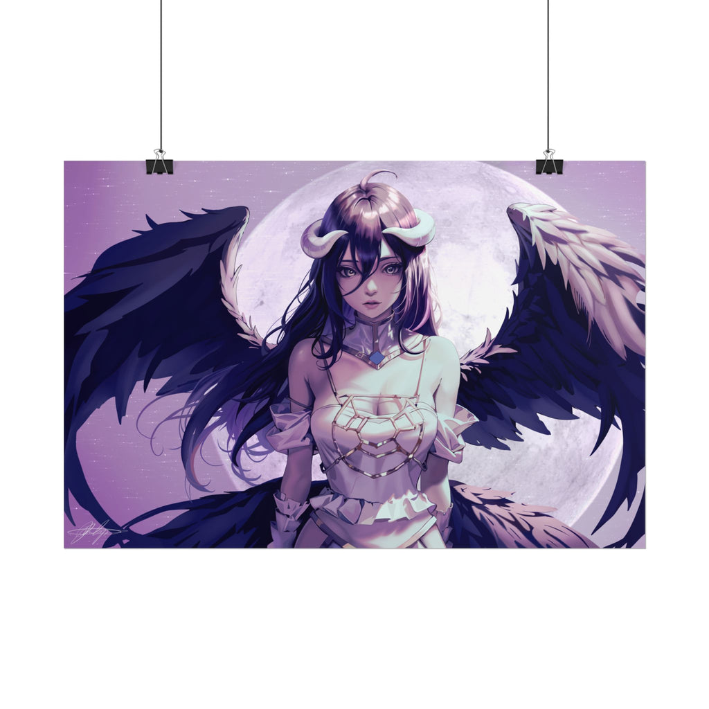 Albedo, Overlord, Rolled Poster — Dark Angel Anime Art Print (Moonlit Fallen Valkyrie)