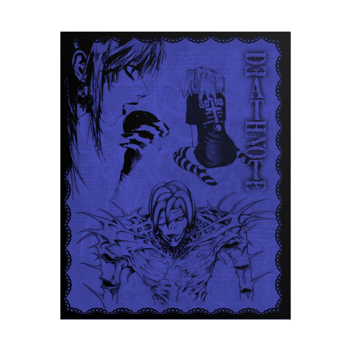 Death Note Anime Poster - Miss Amanae, Dark Blue L Shinigami Art (Rolled Poster)