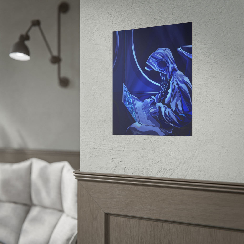 Virtual Worlds, Grace Renee - Blue Hooded Hacker Wall Art
