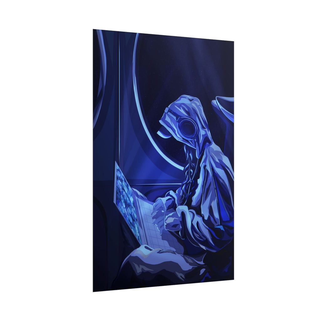 Virtual Worlds, Grace Renee - Blue Hooded Hacker Wall Art