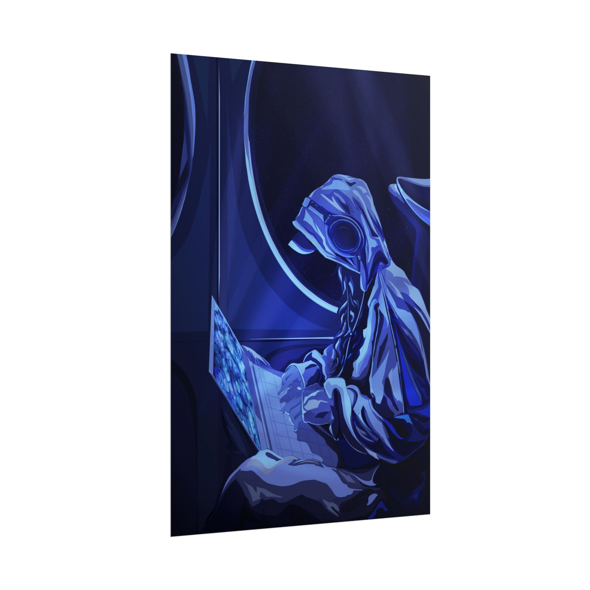 Virtual Worlds, Grace Renee - Blue Hooded Hacker Wall Art
