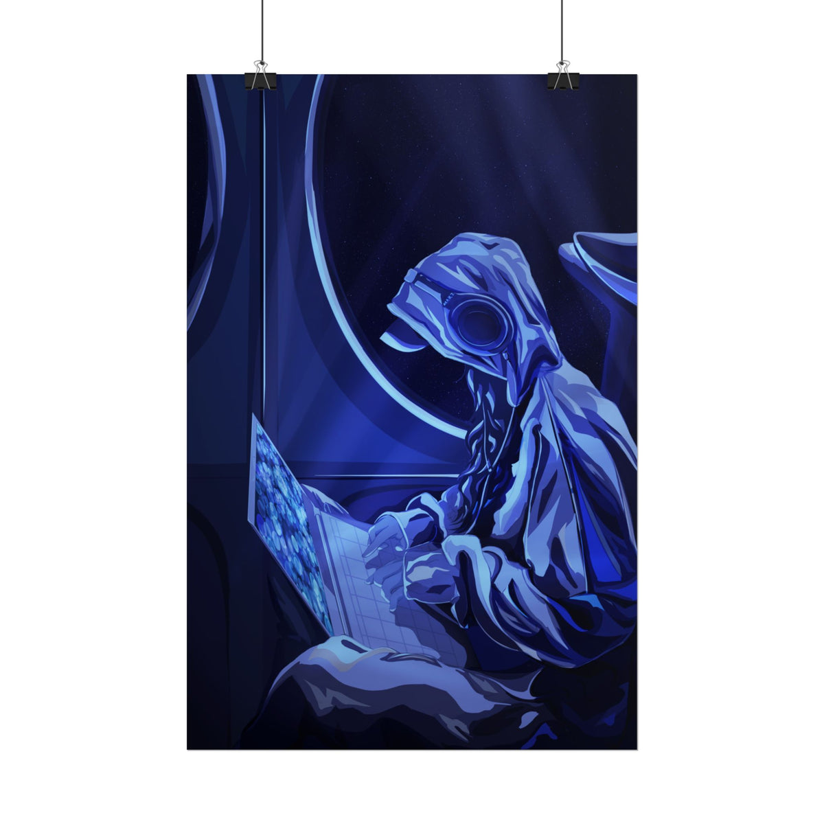 Virtual Worlds, Grace Renee - Blue Hooded Hacker Wall Art