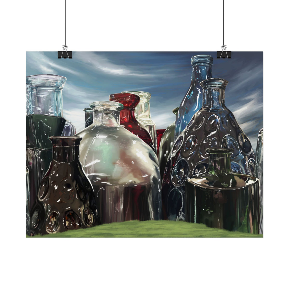 The Glass Grove, Grace Renee. Glass Bottle Still Life Poster — Rolled Art Print