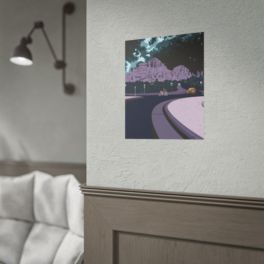 Night Ride Mountain Poster — Rolled Art Print