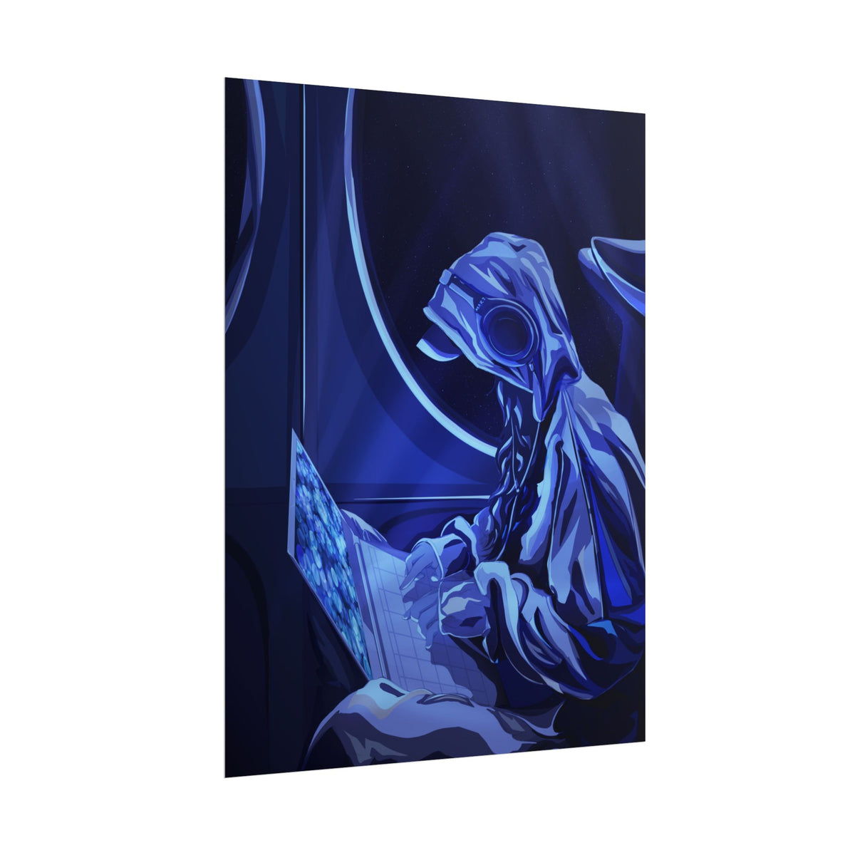 Virtual Worlds, Grace Renee - Blue Hooded Hacker Wall Art