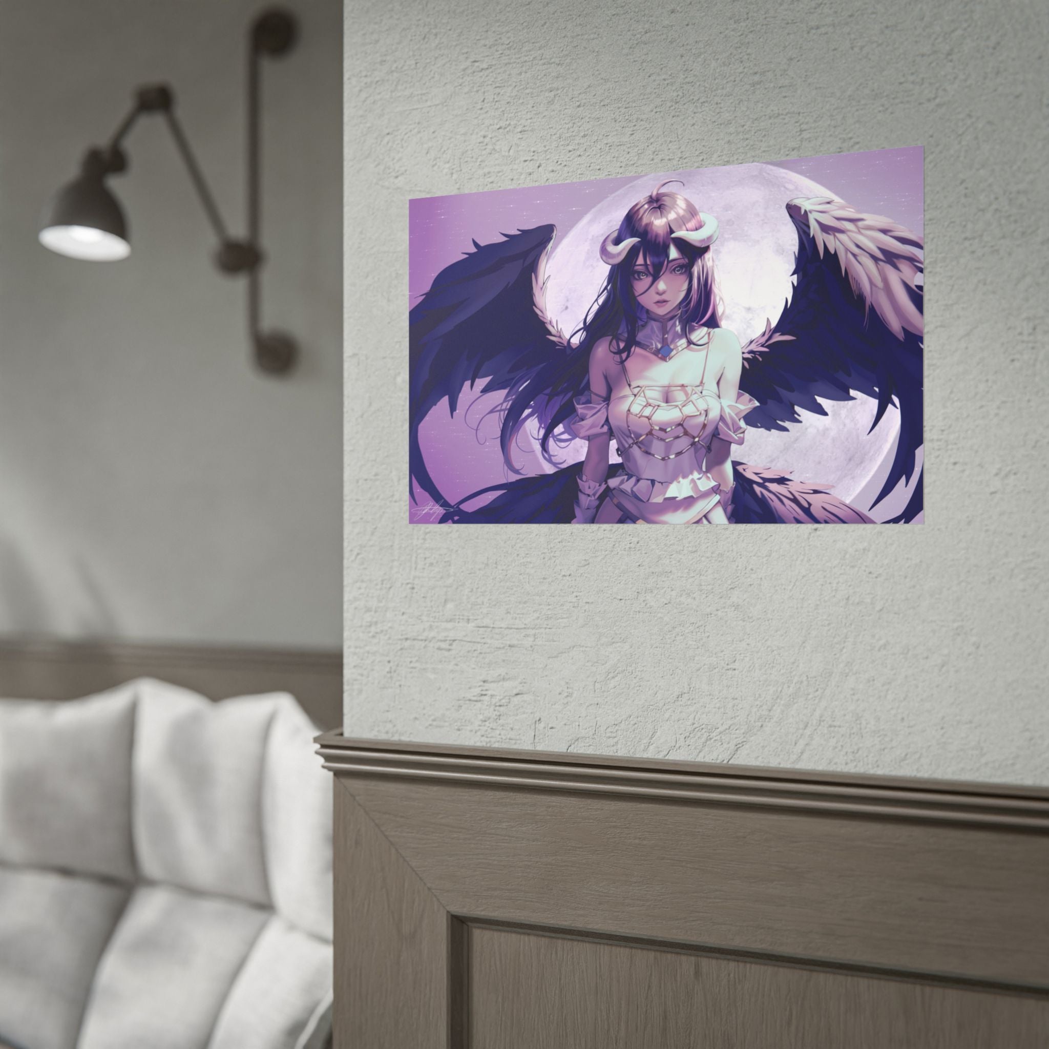 Albedo, Overlord, Rolled Poster — Dark Angel Anime Art Print (Moonlit Fallen Valkyrie)