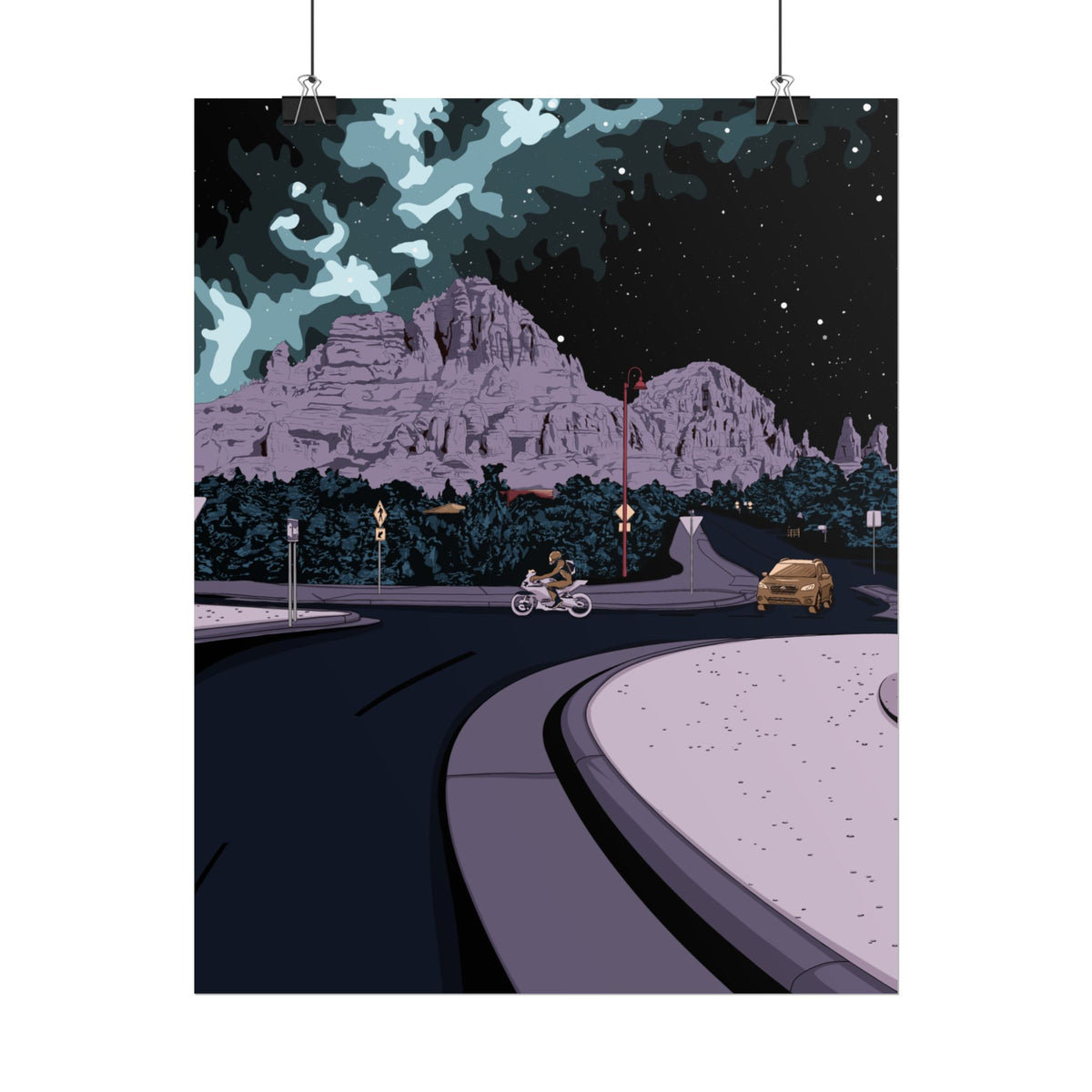 Night Ride Mountain Poster — Rolled Art Print