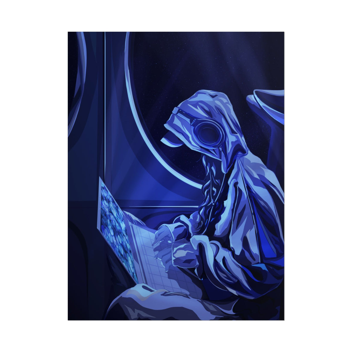 Virtual Worlds, Grace Renee - Blue Hooded Hacker Wall Art